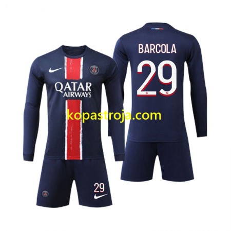 Billiga Fotbollströjor Paris Saint-Germain Bradley Barcola 29 Barn Hemma tröja 2024/25 Långärmad